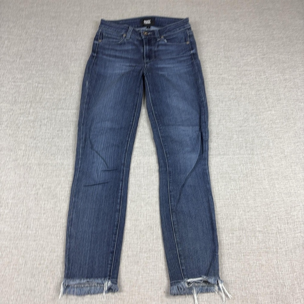 Paige Hoxton Ankle Jeans Womens 24 Blue High Rise Slim Crop Stretch Denim